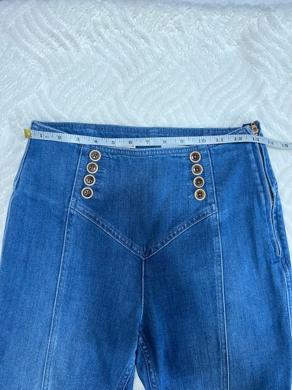Pilcro Anthropologie High Rise Flare Jeans Button Front Sailor Wide Leg Size 27 - Picture 10 of 14